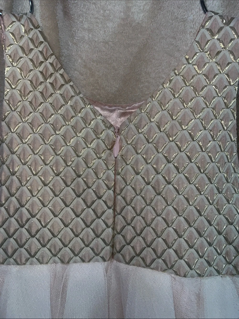 American Princess Flower Girl Dress  Blush Pink & Gold